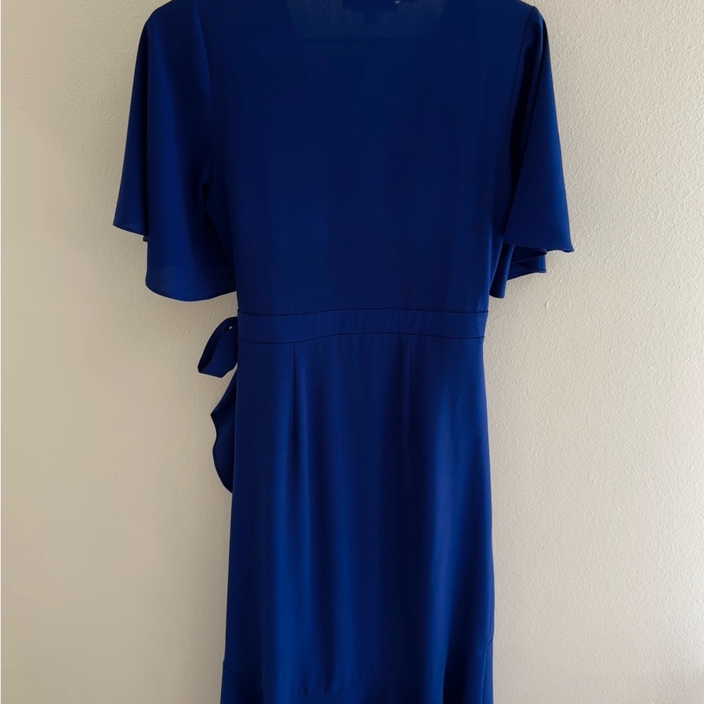 Elegant Blue Wrap Dress - Picture 2 of 2